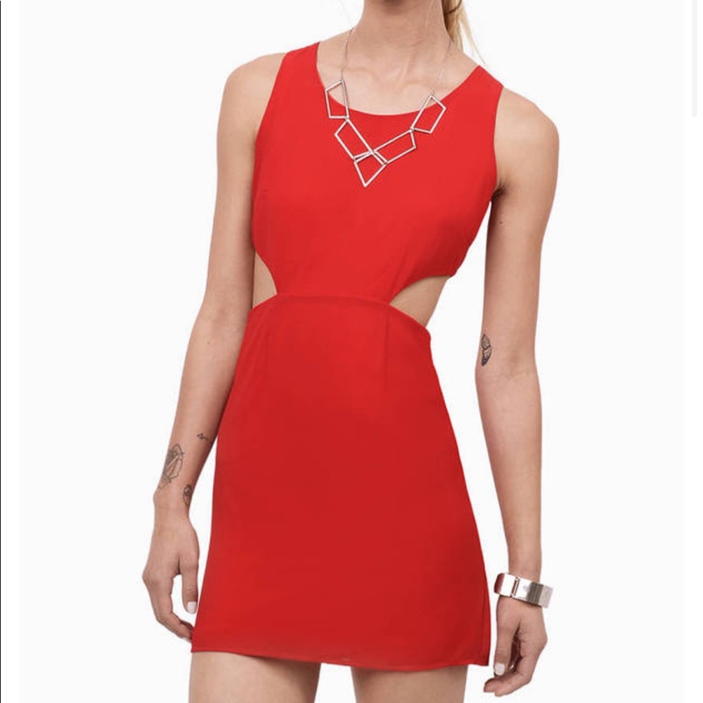 red cut it out dress